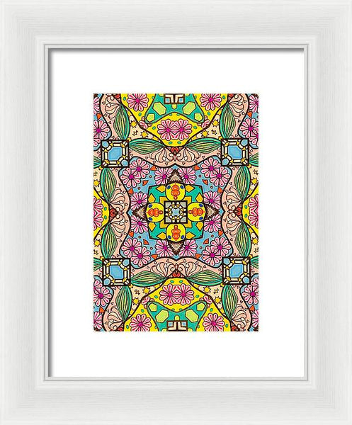 Pink Flower Doodle - Framed Print