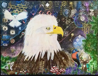 Mystics Eagle and Friends 18"x24" Acrylic on Canvas Painting by Sharmaine Rayner