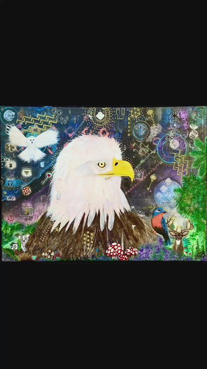 Mystics Eagle and Friends 18"x24" Acrylic on Canvas Painting by Sharmaine Rayner