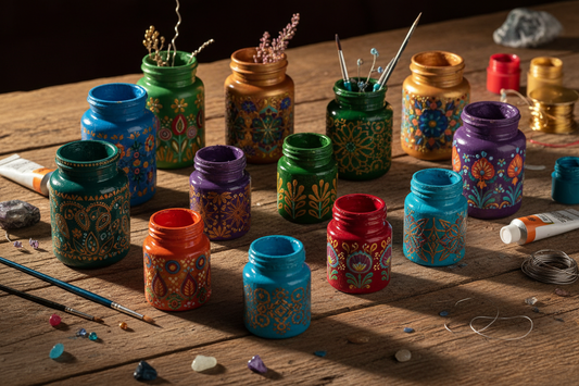 Small Cosmetic Jars Upcycled Art