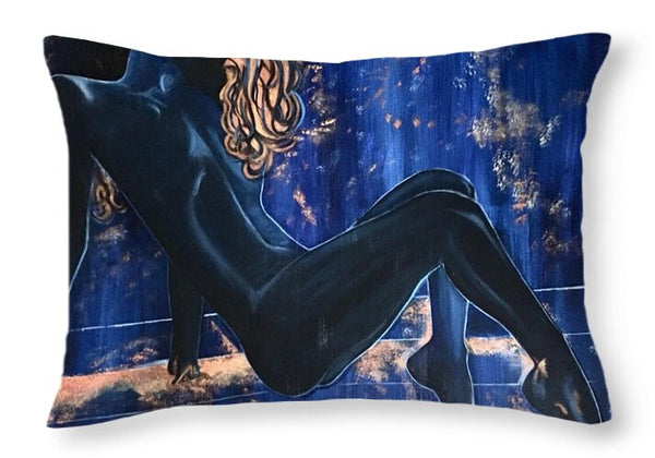 The Nudist- The Cosmic Blue Collection - Throw Pillow