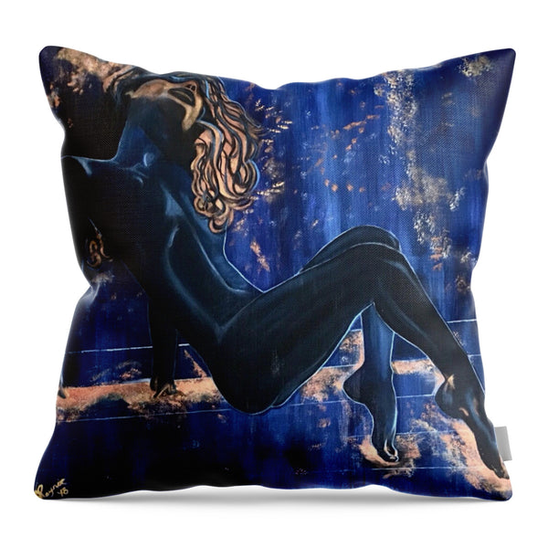 The Nudist- The Cosmic Blue Collection - Throw Pillow