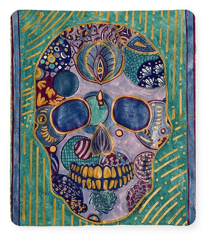 Turquoise Metallic Sugar Skull - Blanket