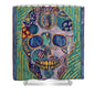 Turquoise Metallic Sugar Skull - Shower Curtain