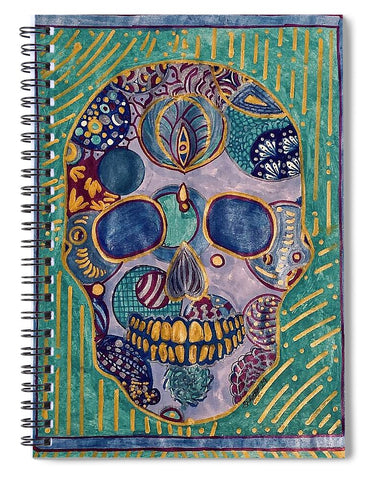 Turquoise Metallic Sugar Skull - Spiral Notebook