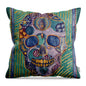 Turquoise Metallic Sugar Skull - Throw Pillow