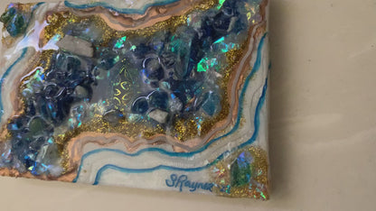 🔴SOLD🔴 Mini Geode Crystal Resin Glass with Druzy and Angel Aura Quartz Abstract Modern