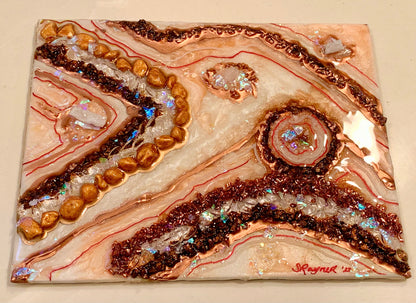 🔴SOLD🔴 Mini 8"x10" Geode Crystal Resin Glass with Druzy and Angel Aura Quartz Abstract Modern (Unframed)