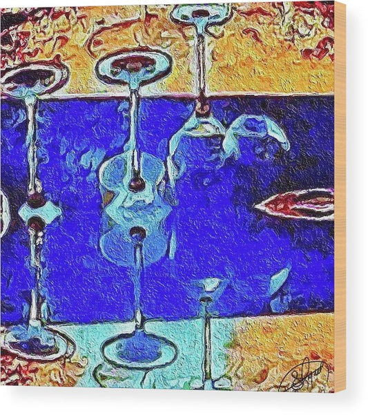 Wine Glass Art - Wood Print